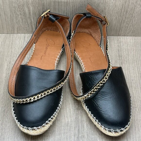 Carmin Sandals Womens Sz 39 Close Toe Gladiator Espadrille Flats Leather Black - Picture 5 of 11